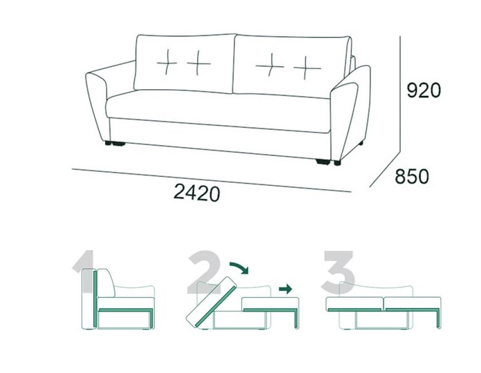 Прямой диван Мальта 1 К БД в Рязани - изображение 5