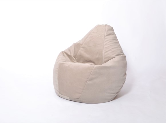 Кресло-мешок Груша среднее, велюр однотон, бежевое в Рязани - изображение