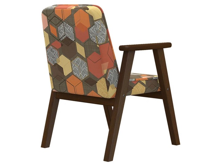 Кресло мягкое Ретро ткань геометрия коричневый, каркас орех в Рязани - изображение 1