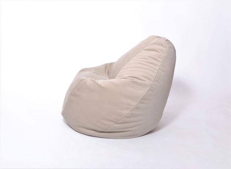 Кресло-мешок Груша среднее, велюр однотон, бежевое в Рязани - изображение 2