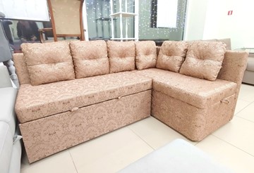 Угловой кухонный диван Яшма 1 ДУ Весь в ткани Жаккард AFINA 06 в Рязани