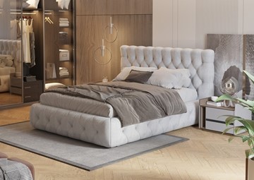 Двуспальная кровать Castello 160х200, Флок (Бентлей Светло-серый) в Рязани