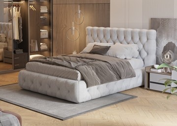Кровать в спальню Castello 180х200, Флок (Бентлей Светло-серый) в Рязани