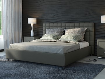 Кровать в спальню Corso-3 160х200, Экокожа (Темно-серый) в Рязани