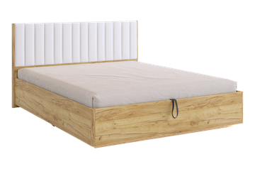 Кровать спальная с подъемным механизмом Адам, дуб крафт золотой/белоснежный (экокожа) в Рязани
