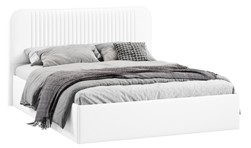 Спальная кровать с подъемным механизмом с заглушиной Тиффани тип 1 (Экокожа белая Polo) в Рязани
