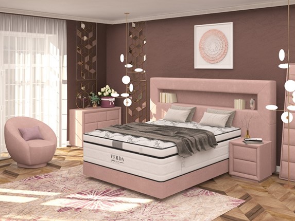 Двуспальная кровать Smart/Podium M 160х200, Флок (Велсофт Винтажный розовый) в Рязани - изображение