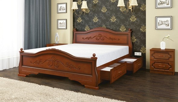 Кровать с выкатными ящиками Карина-1 (Орех) 160х200 в Рязани - изображение