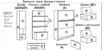 Кровать-трансформер Smart (ШЛ+К 1400), шкаф левый в Рязани - предосмотр 2