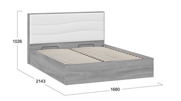 Кровать с подъемным механизмом Миранда тип 1 (Дуб Гамильтон/Белый глянец) в Рязани - предосмотр 1