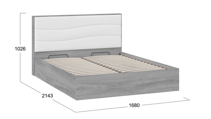 Кровать с подъемным механизмом Миранда тип 1 (Дуб Гамильтон/Белый глянец) в Рязани - изображение 1