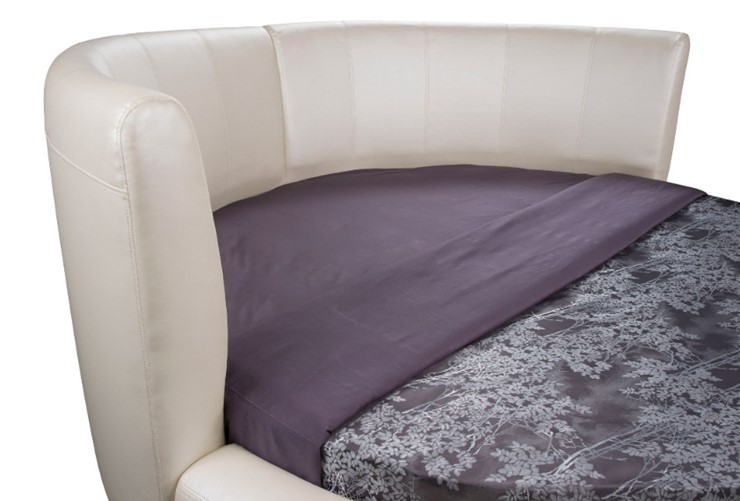 Круглая кровать Luna 200х200, Экокожа (Молочный перламутр) в Рязани - изображение 1