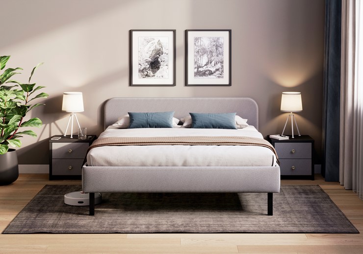 Спальная кровать Hanna 160х200 с основанием (Багама серый) в Рязани - изображение 1