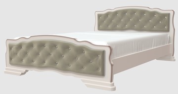 Спальная кровать Карина-10 (Дуб Молочный, светлая обивка) 140х200 в Рязани