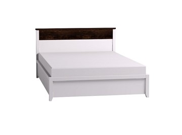 Полутороспальная кровать Норвуд 33 с гибкими ламелями металл, Белый-Орех шоколадный в Рязани