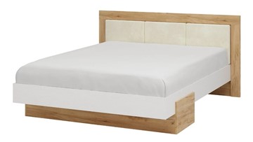 Кровать полутороспальная Тоскана 1400 (Дуб крафт золотой/Белый поры глубокие) с основанием в Рязани