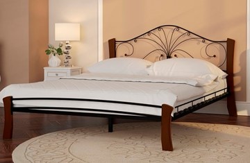 Полутороспальная кровать Фортуна 4 Лайт, 1400, черный/махагон в Рязани