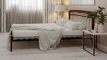 Кровать спальная Муза 4 Лайт, 1600, черный/махагон в Рязани