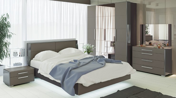 Спальный гарнитур Наоми №3, цвет Фон серый, Джут в Рязани - изображение