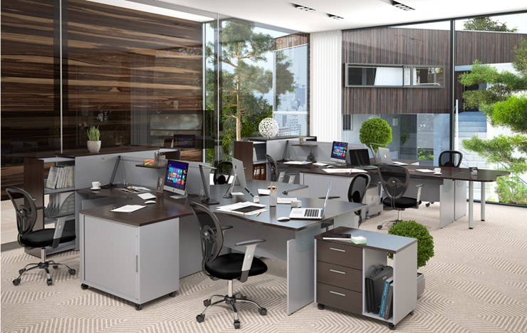 Набор мебели в офис OFFIX-NEW для двух сотрудников и руководителя в Рязани - изображение 1
