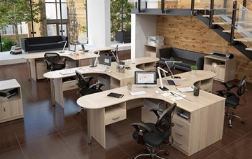 Офисный набор мебели SIMPLE с эргономичными столами и тумбами в Рязани - предосмотр