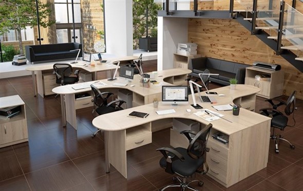 Офисный набор мебели SIMPLE с эргономичными столами и тумбами в Рязани - изображение