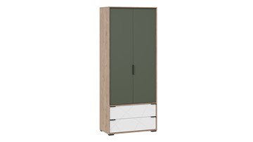 Шкаф для одежды комбинированный Лео ТД-410.07.22 (Гикори джексон/Белый матовый/Дымчатый зеленый) в Рязани