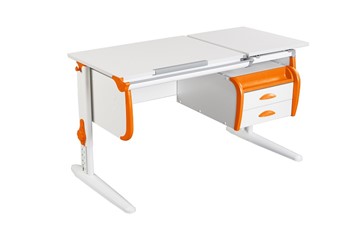Детский стол-трансформер 1/75-40 (СУТ.25) + Tumba 3  белый/белый/Оранжевый в Рязани
