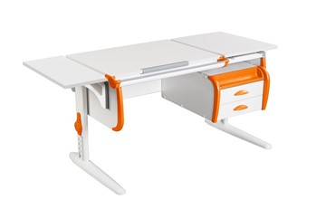Детский стол-трансформер 1/75-40 (СУТ.25) + Polka_b 1/550 + Tumba 3 белый/белый/Оранжевый в Рязани