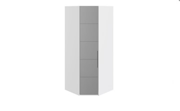 Распашной угловой шкаф Наоми с зеркальной левой дверью, цвет Белый глянец СМ-208.07.07 L в Рязани