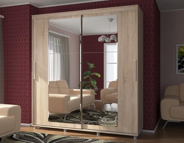 Шкаф 2-х створчатый Комфорт №12 2.0 с прямоугольными зеркалами в Рязани - предосмотр
