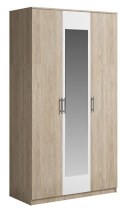 Шкаф 3 двери Светлана, с зеркалом, белый/дуб сонома в Рязани - изображение