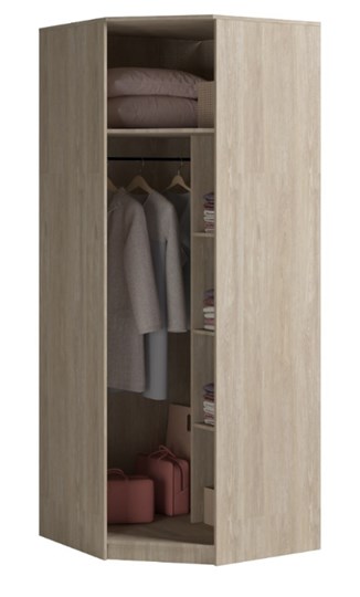 Распашной угловой шкаф Светлана, с зеркалом, белый/дуб сонома в Рязани - изображение 1