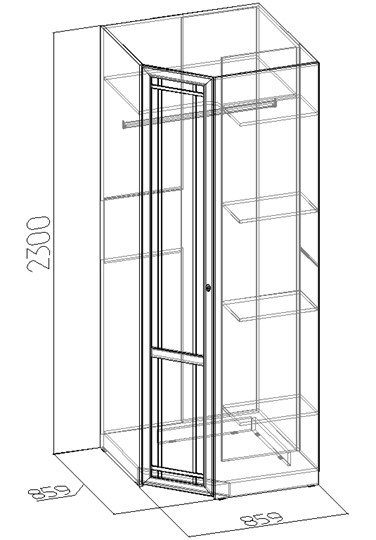 Распашной угловой шкаф Sherlock 63+ фасад стандарт, Дуб Сонома в Рязани - изображение 2