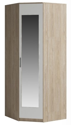 Распашной угловой шкаф Светлана, с зеркалом, белый/дуб сонома в Рязани - изображение