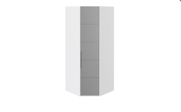 Распашной шкаф угловой Наоми с зеркальной правой дверью, цвет Белый глянец СМ-208.07.07 R в Рязани - предосмотр