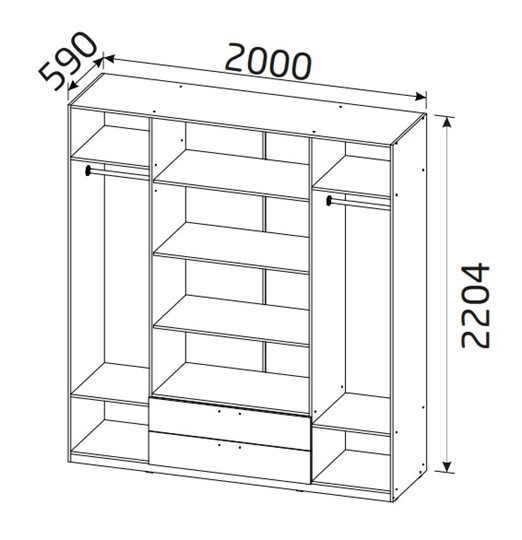 Шкаф 4-х дверный Вега с 2 ящиками в Рязани - изображение 1