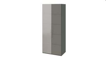 Распашной шкаф Наоми с 1 зеркальной левой дверью, цвет Фон серый, Джут СМ-208.07.04 L в Рязани