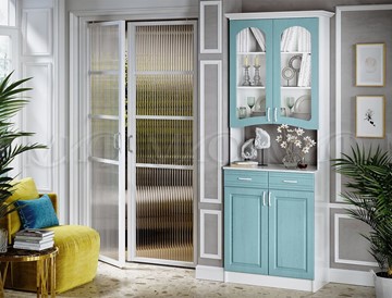 Кухонный шкаф Констанция 2-х створчатый, голубой в Рязани
