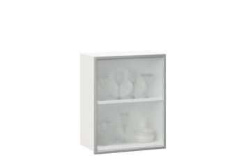 Шкаф кухонный 600, Шервуд, со стеклом правый, ЛД 281.352.000.116, белый/серый в Рязани