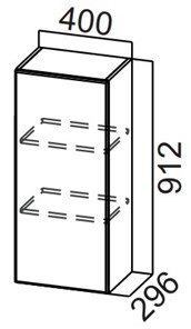 Навесной кухонный шкаф Стайл, Ш400/912, МДФ в Рязани