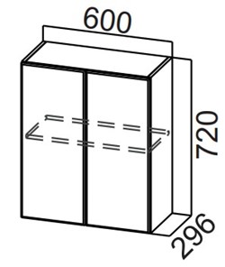 Навесной кухонный шкаф Стайл, Ш600/720, МДФ в Рязани