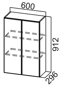 Навесной кухонный шкаф Стайл, Ш600/912, МДФ в Рязани