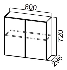 Навесной кухонный шкаф Стайл, Ш800/720, МДФ в Рязани