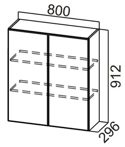 Навесной кухонный шкаф Стайл, Ш800/912, МДФ в Рязани