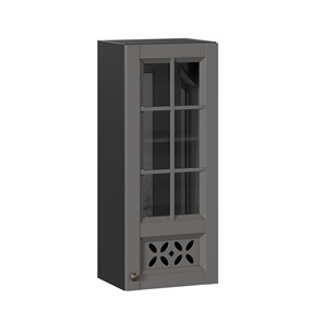 Шкаф кухонный Амели-3 400 высокий со стеклом ЛД 299.420.000.042, Черный/Оникс серый в Рязани