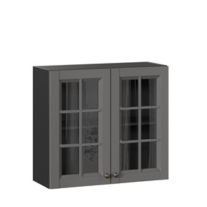 Шкаф кухонный Амели-3 800 со стеклом ЛД 299.360.000.036, Черный/Оникс серый в Рязани
