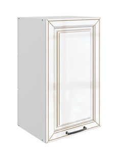 Кухонный шкаф Атланта L400 Н720 (1 дв. гл.) эмаль (белый/белый глянец патина золото) в Рязани