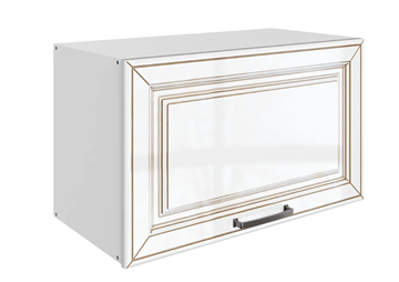Кухонный шкаф Атланта L600 Н360 (1 дв. гл.) эмаль (белый/белый глянец патина золото) в Рязани
