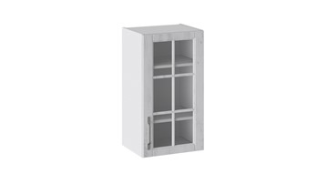 Шкаф на кухню Прованс (Белый глянец/Санторини светлый) со стеклом В_72-40_1ДРс в Рязани